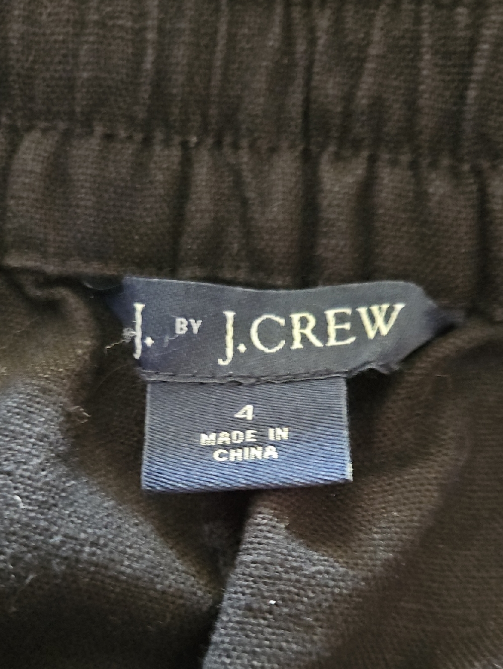 J. Crew Womens Black Linen Blend Cropped Pants - Elastic Waist. Size 4.